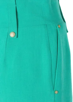 Fashion High Waisted Straight Trouser (Jade Linen) Women Trousers|Tailoring