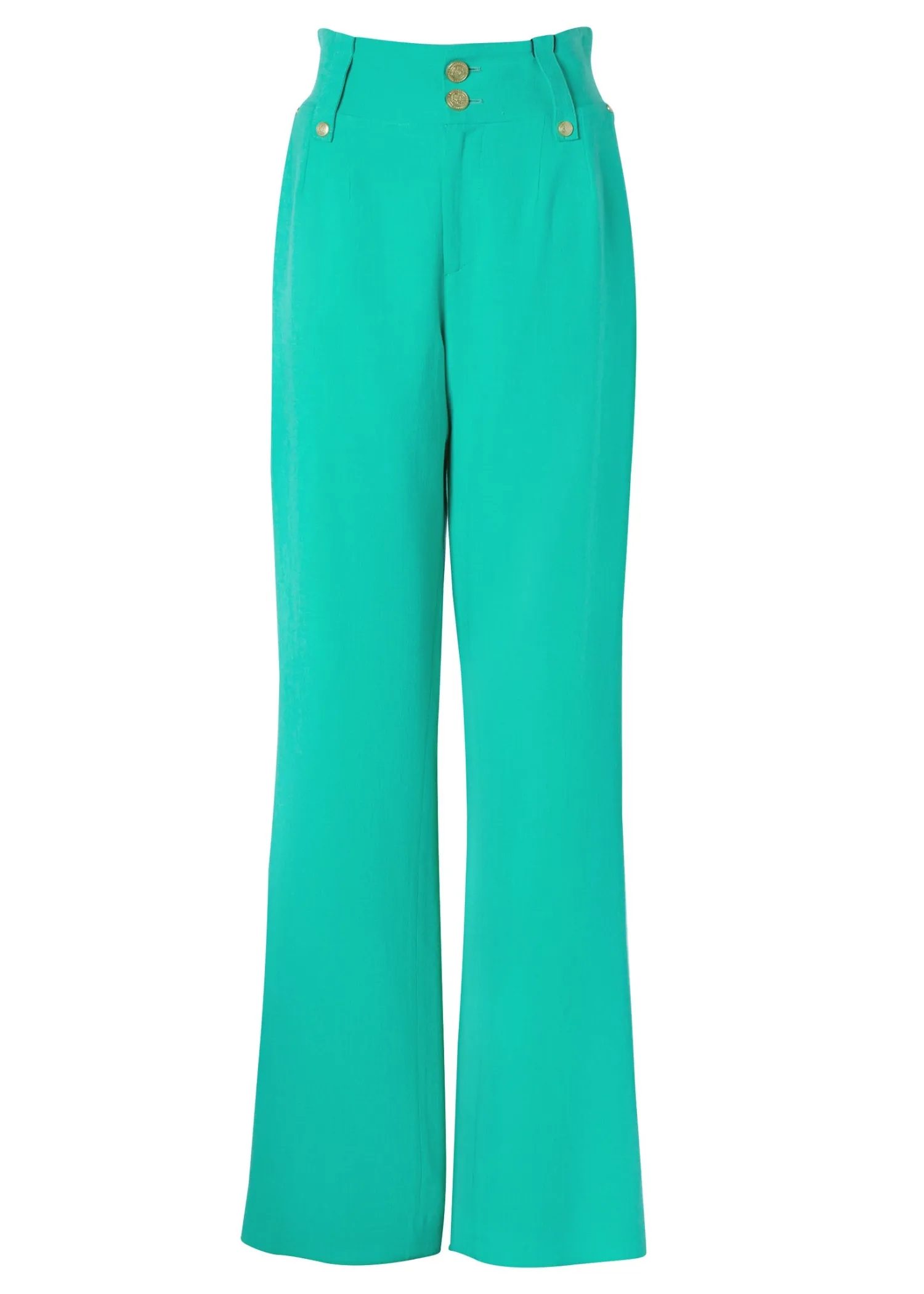 Fashion High Waisted Straight Trouser (Jade Linen) Women Trousers|Tailoring