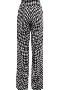 Clearance High Waisted Straight Trouser (Black & White Puppy Tooth) Women Trousers|Tailoring