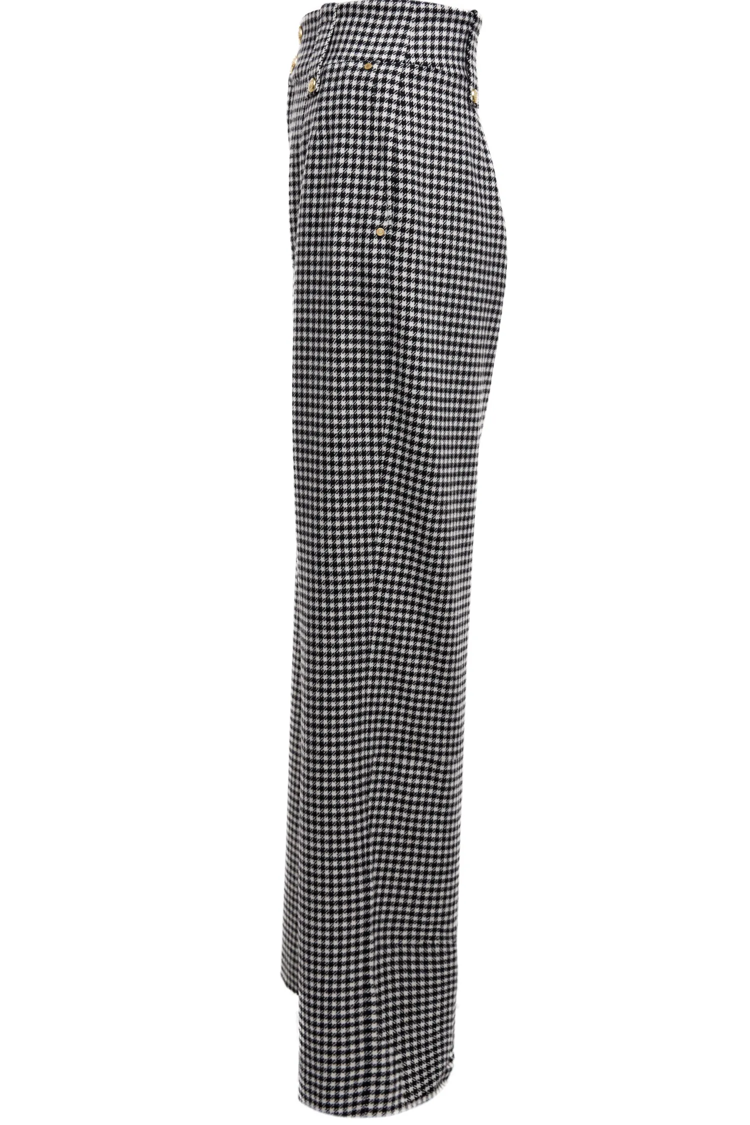 Clearance High Waisted Straight Trouser (Black & White Puppy Tooth) Women Trousers|Tailoring