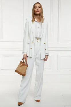 Online High Waisted Straight Trouser (Oyster Linen) Women Trousers|Tailoring