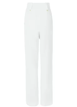 Online High Waisted Straight Trouser (Oyster Linen) Women Trousers|Tailoring