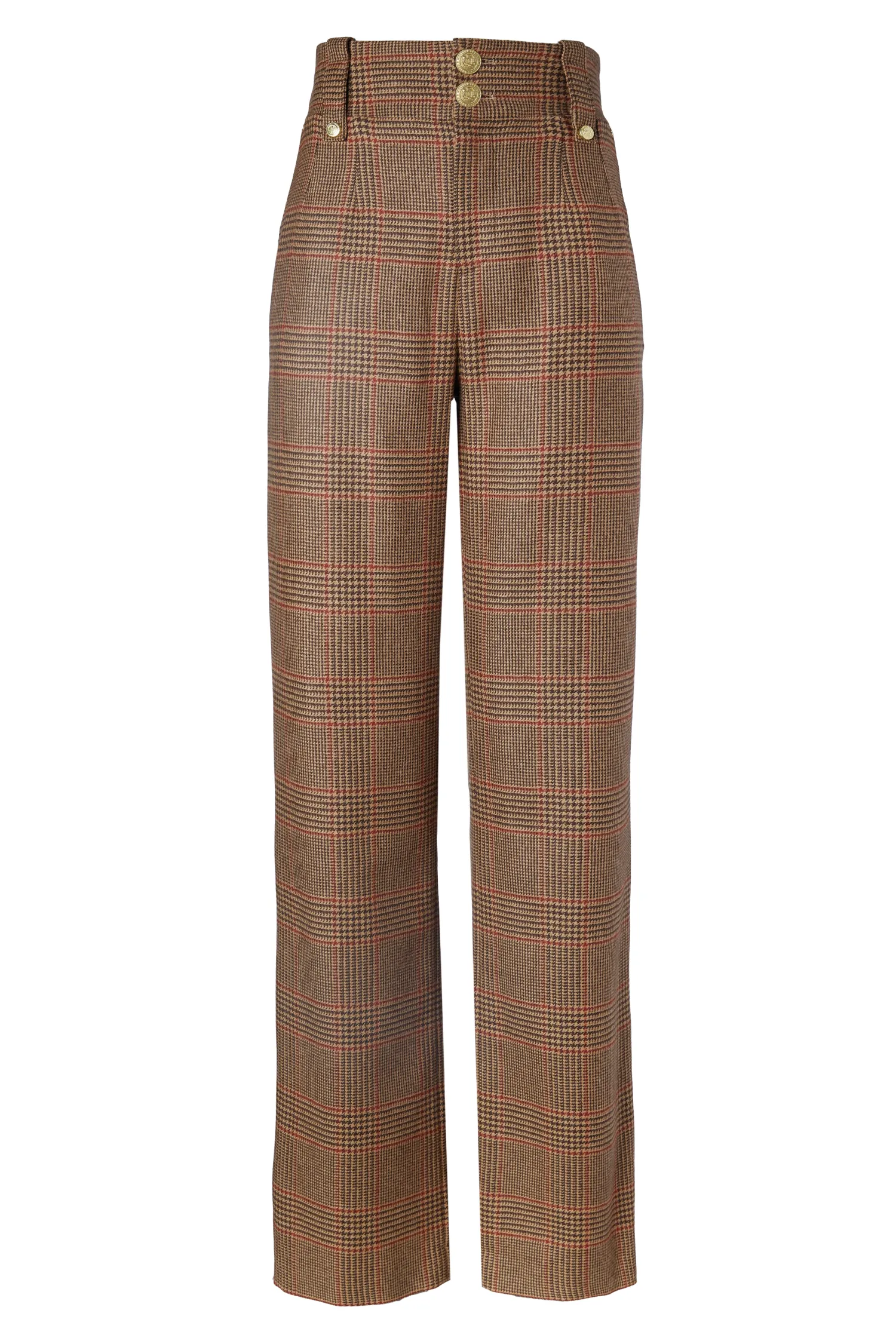 Best High Waisted Straight Trouser (Clarence Check Merlot) Women Trousers|Tailoring