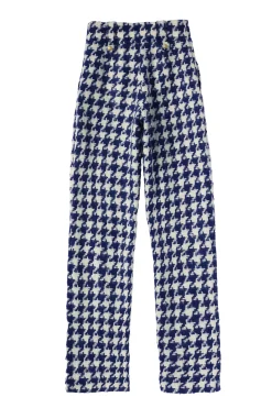 Discount High Waisted Straight Trouser (Large Scale Navy Houndstooth) Women Trousers|Tailoring