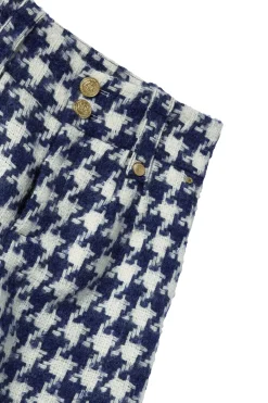 Discount High Waisted Straight Trouser (Large Scale Navy Houndstooth) Women Trousers|Tailoring