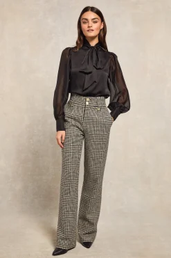 Outlet High Waisted Straight Trouser (Large Scale Prince of Wales Mono) Women Trousers|Tailoring