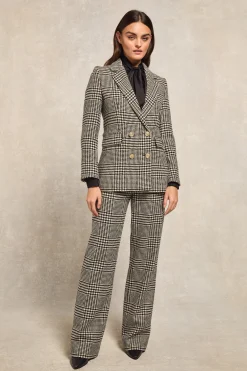 Outlet High Waisted Straight Trouser (Large Scale Prince of Wales Mono) Women Trousers|Tailoring