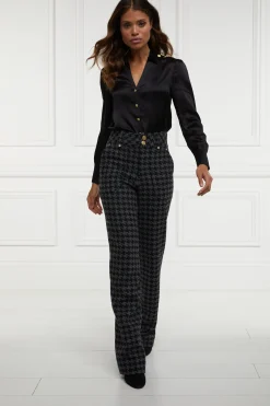 Discount High Waisted Straight Trouser (Large Scale Charcoal Houndstooth) Women Trousers|Tailoring