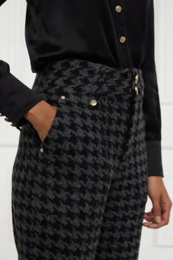 Discount High Waisted Straight Trouser (Large Scale Charcoal Houndstooth) Women Trousers|Tailoring