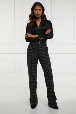 Discount High Waisted Straight Trouser (Large Scale Charcoal Houndstooth) Women Trousers|Tailoring