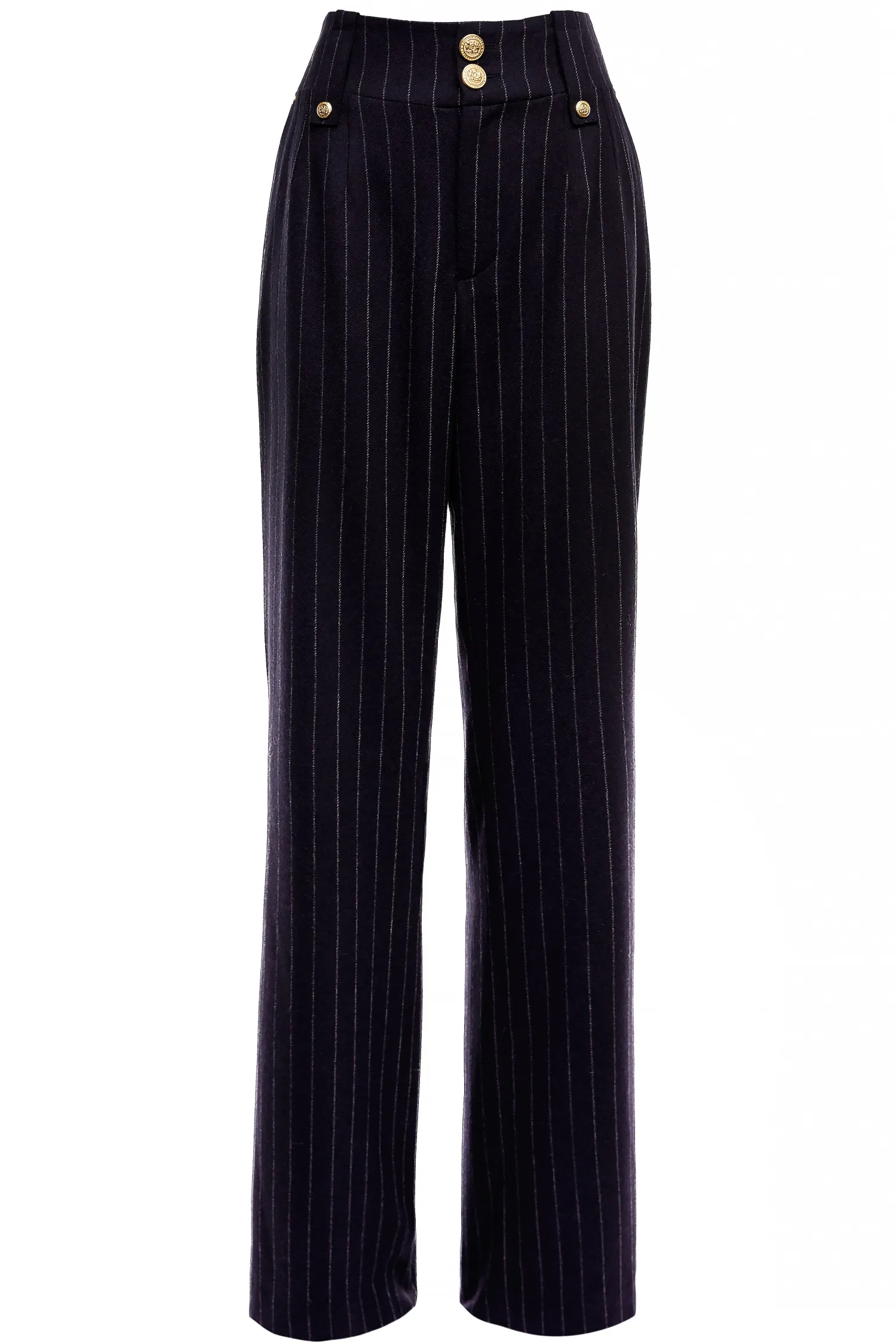 Best High Waisted Straight Trouser (Navy Chalk Pinstripe) Women Trousers|Tailoring