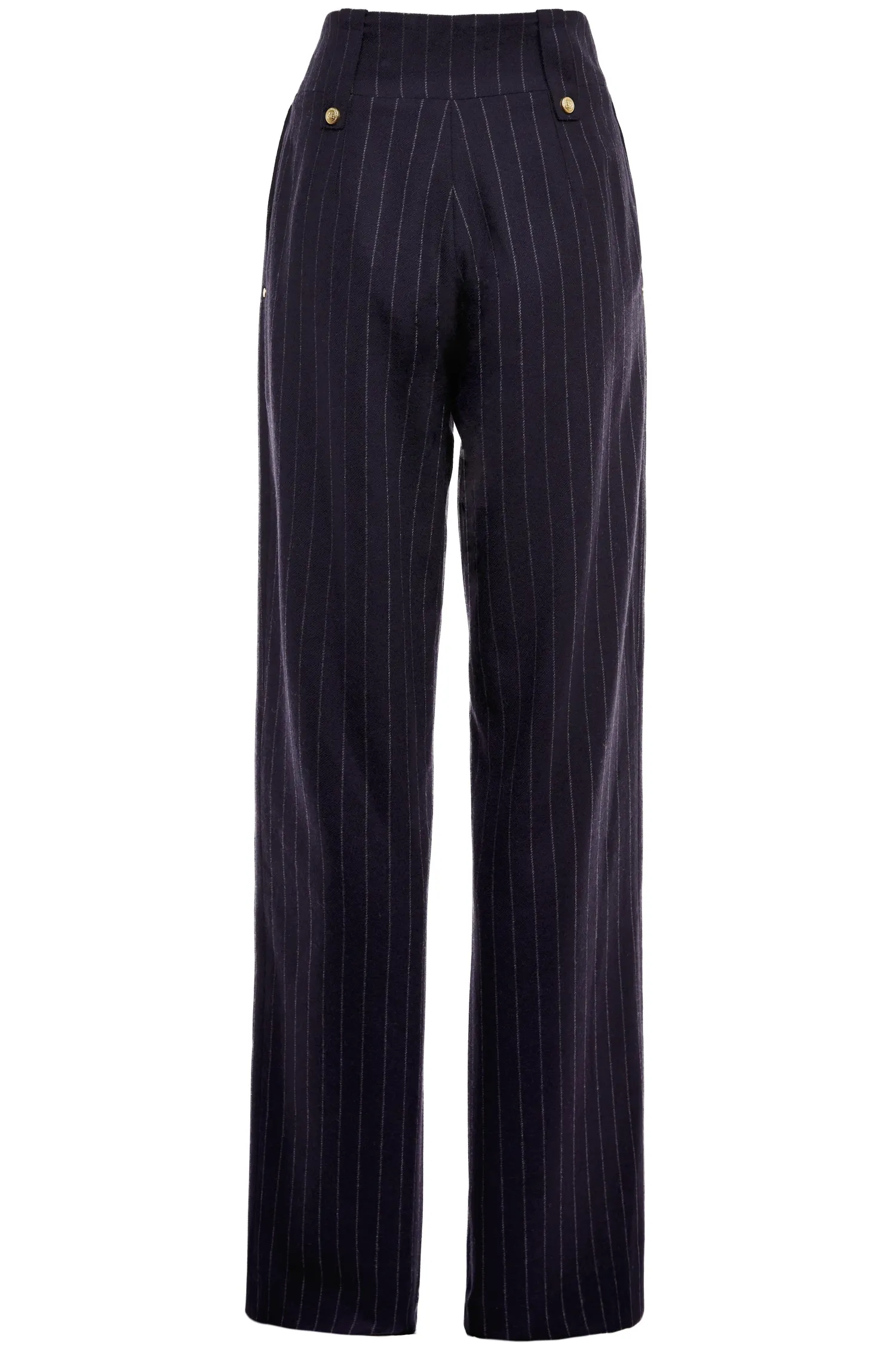 Best High Waisted Straight Trouser (Navy Chalk Pinstripe) Women Trousers|Tailoring
