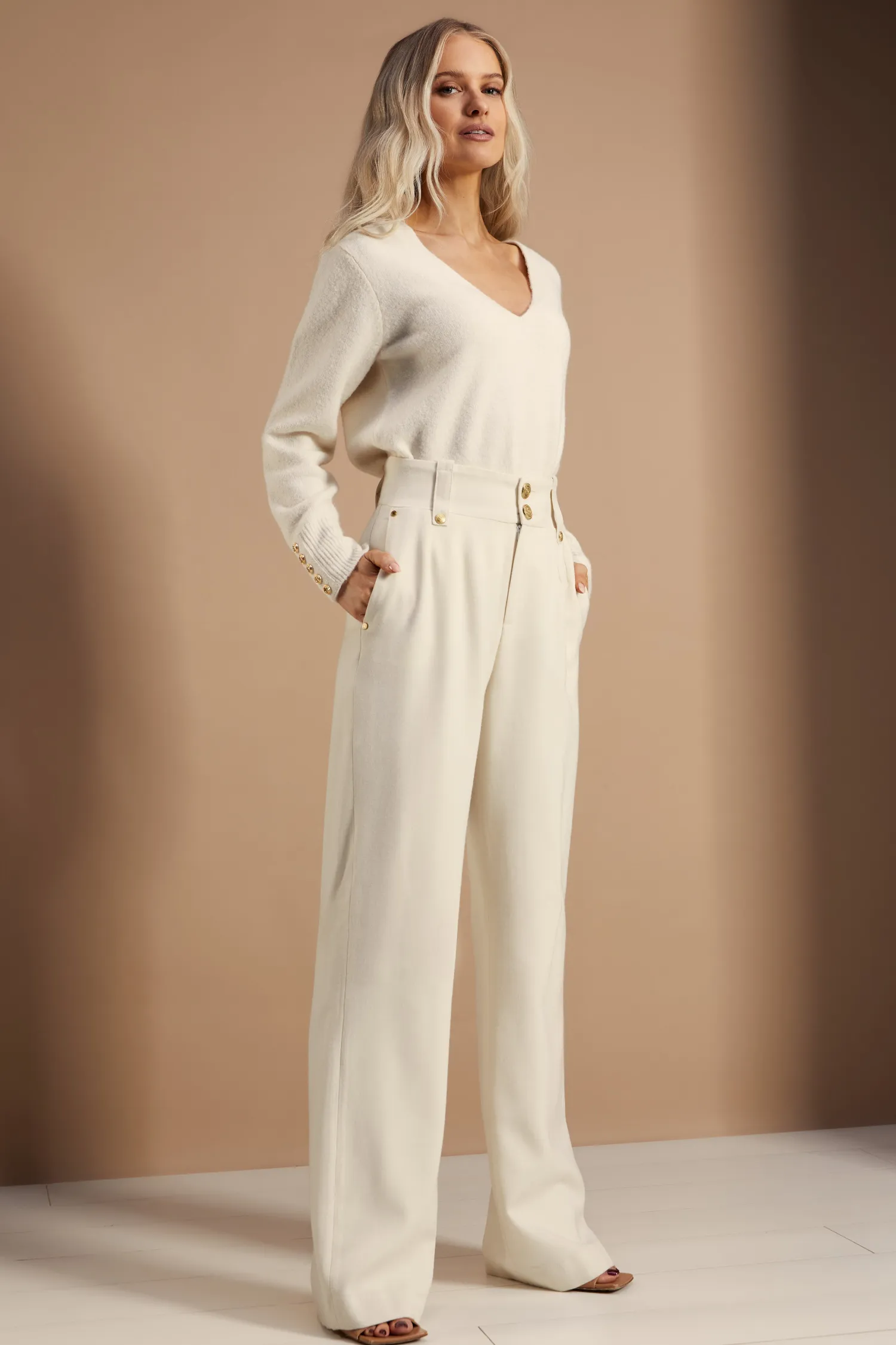 Clearance High Waisted Straight Trouser Women Trousers