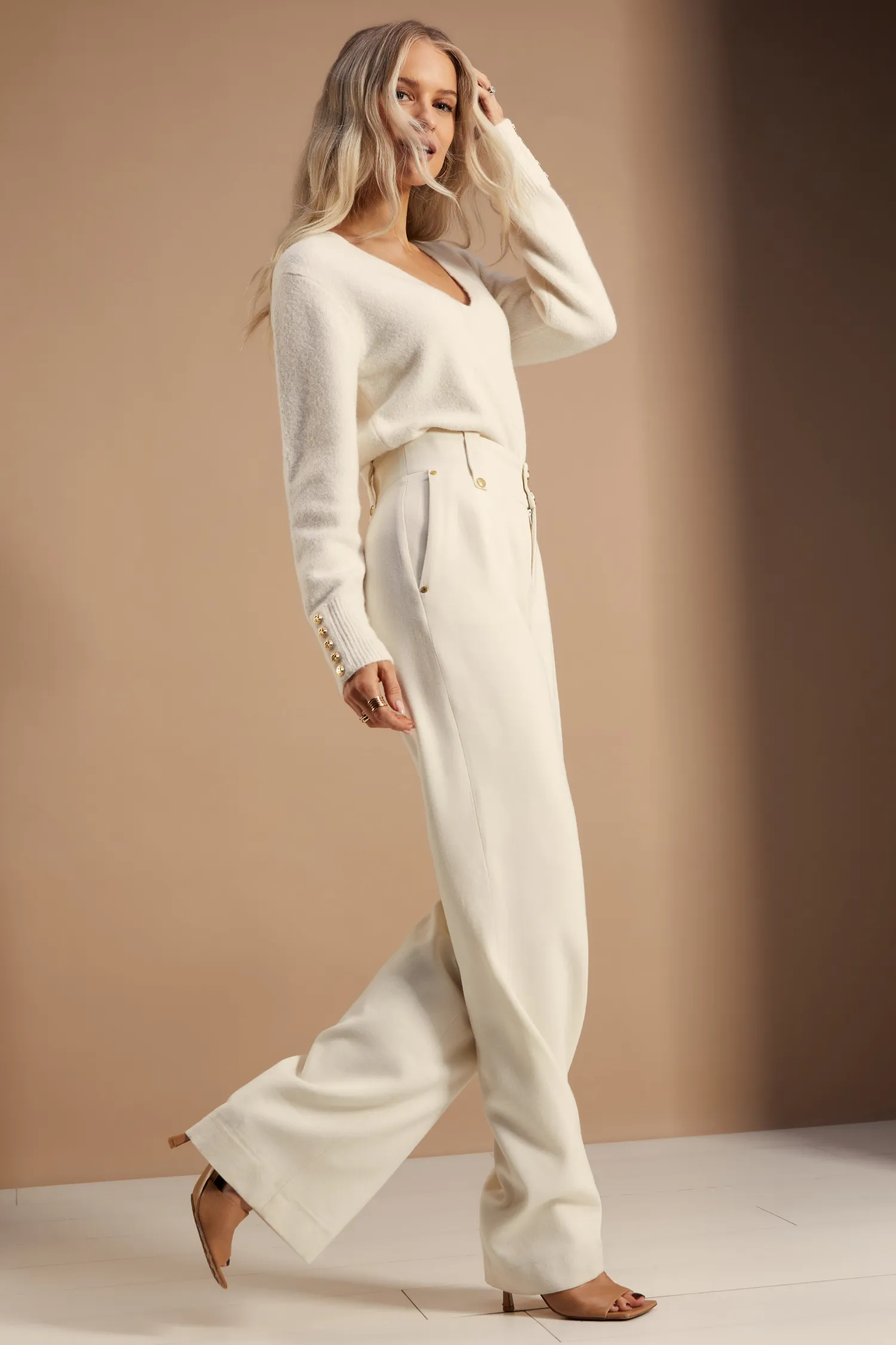 Clearance High Waisted Straight Trouser Women Trousers