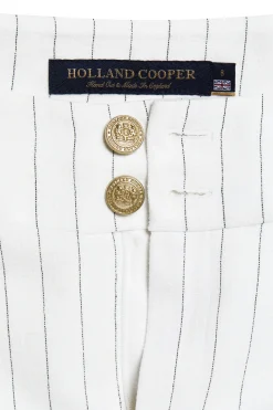 Online High Waisted Straight Trouser (Oyster Linen Pinstripe) Women Trousers|Tailoring