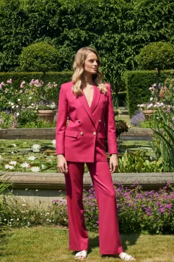 Outlet High Waisted Straight Trouser (Hot Pink Barathea) Women Trousers|Tailoring