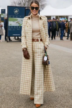 Sale High Waisted Straight Trouser (Camel Houndstooth) Women Trousers|Tailoring