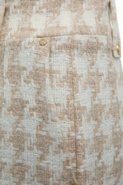 Sale High Waisted Straight Trouser (Camel Houndstooth) Women Trousers|Tailoring