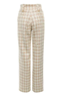 Sale High Waisted Straight Trouser (Camel Houndstooth) Women Trousers|Tailoring