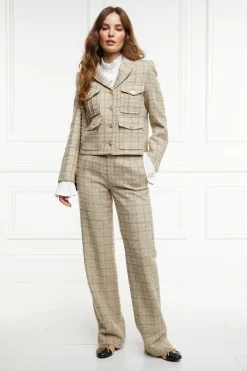 Outlet High Waisted Straight Trouser (Camel Sparkle Tweed) Women Trousers|Tailoring