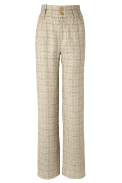 Outlet High Waisted Straight Trouser (Camel Sparkle Tweed) Women Trousers|Tailoring
