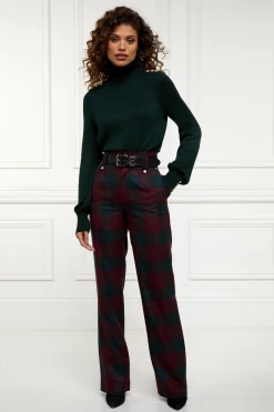 Best High Waisted Straight Trouser (Mulberry Tartan) Women Trousers|Tailoring