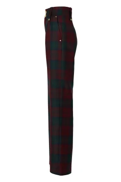 Best High Waisted Straight Trouser (Mulberry Tartan) Women Trousers|Tailoring