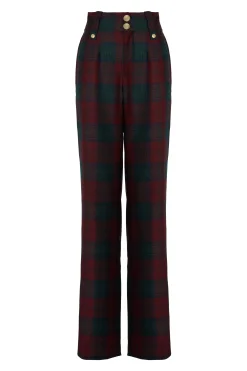 Best High Waisted Straight Trouser (Mulberry Tartan) Women Trousers|Tailoring