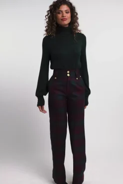 Best High Waisted Straight Trouser (Mulberry Tartan) Women Trousers|Tailoring