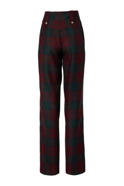 Best High Waisted Straight Trouser (Mulberry Tartan) Women Trousers|Tailoring
