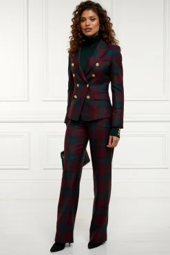 Best High Waisted Straight Trouser (Mulberry Tartan) Women Trousers|Tailoring