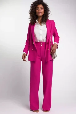 Best High Waisted Straight Trouser (Hot Pink Linen) Women Trousers|Tailoring
