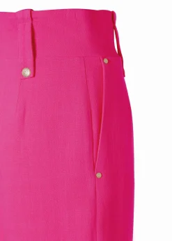Best High Waisted Straight Trouser (Hot Pink Linen) Women Trousers|Tailoring