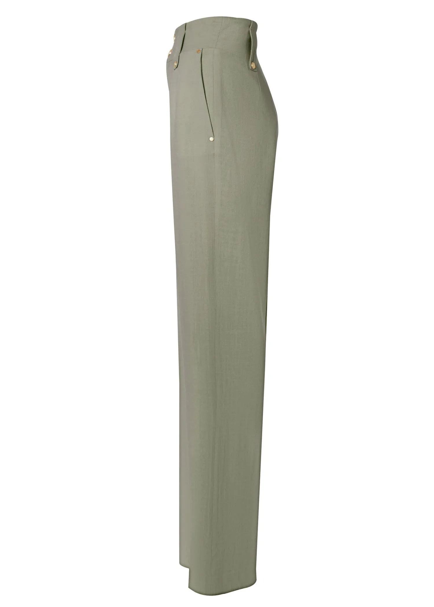 Fashion High Waisted Straight Trouser (Sage Linen) Women Trousers|Tailoring