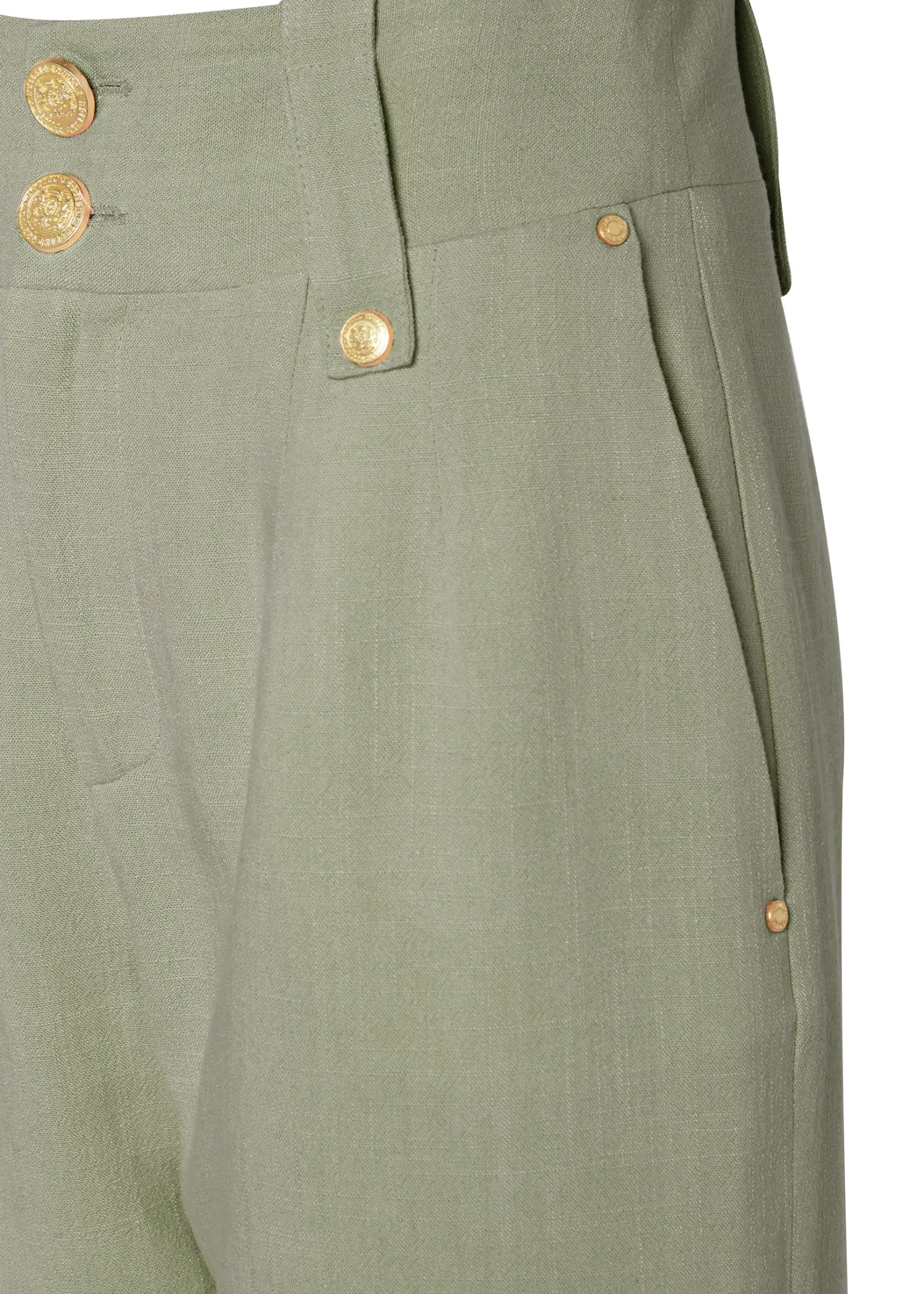 Fashion High Waisted Straight Trouser (Sage Linen) Women Trousers|Tailoring
