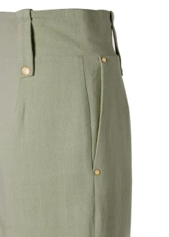 Fashion High Waisted Straight Trouser (Sage Linen) Women Trousers|Tailoring