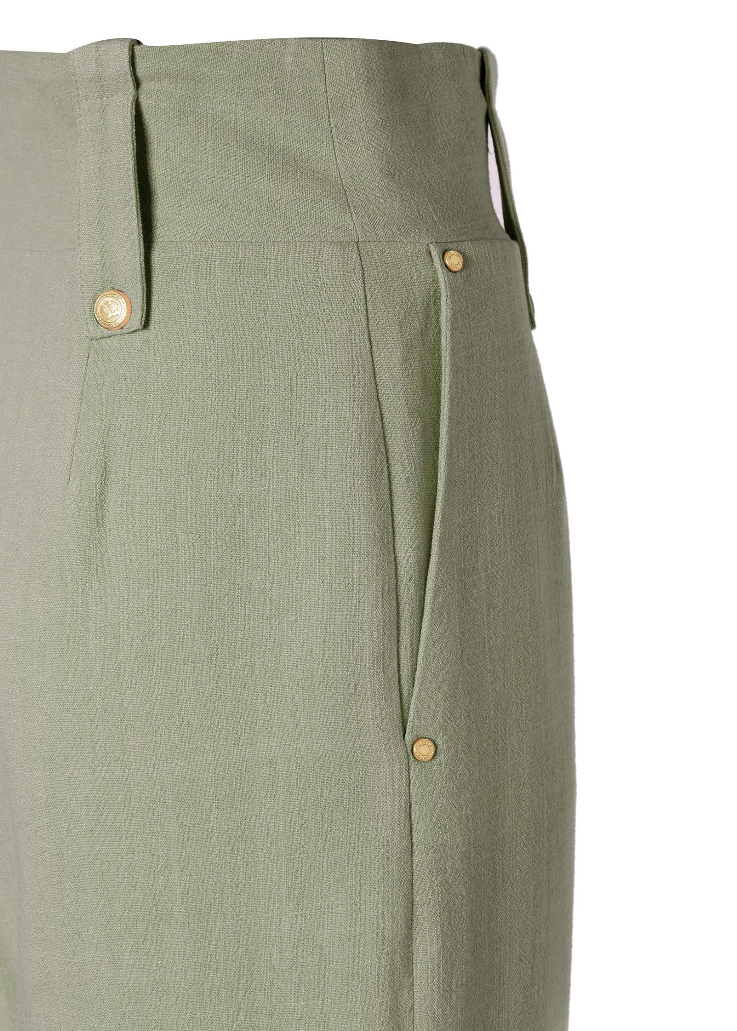 Fashion High Waisted Straight Trouser (Sage Linen) Women Trousers|Tailoring