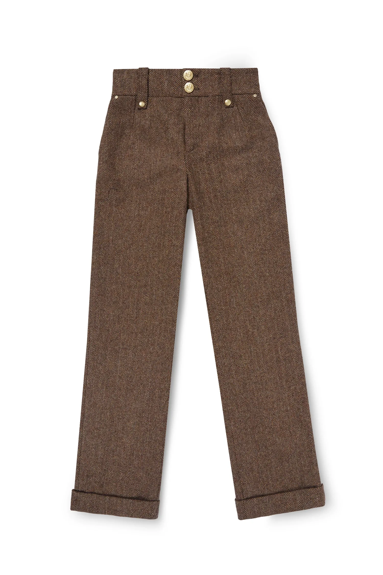 Discount High Waisted Wide Leg Trouser (Large Scale Brown Herringbone) Women Trousers|Tailoring