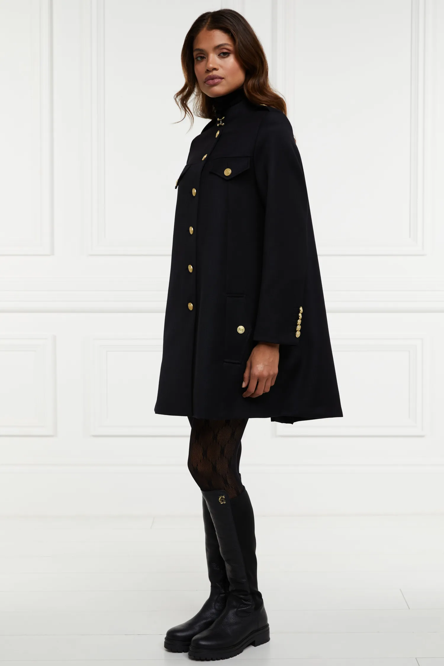 Clearance Highbury Cape Coat (Black Twill) Women Capes