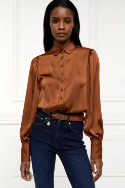 Online Isla Satin Shirt (Copper) Women Shirts & Blouses