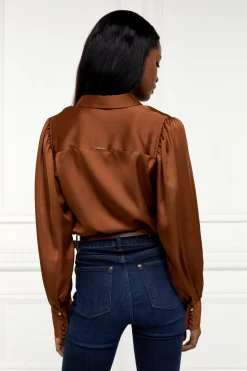 Online Isla Satin Shirt (Copper) Women Shirts & Blouses