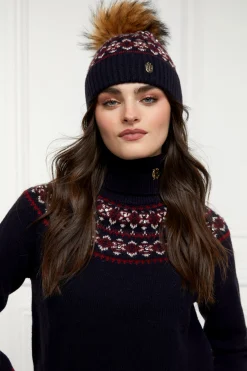 Fashion Jennifer Fairisle Bobble Hat (Ink Navy) Women Hats & Headbands|Hats & Headbands