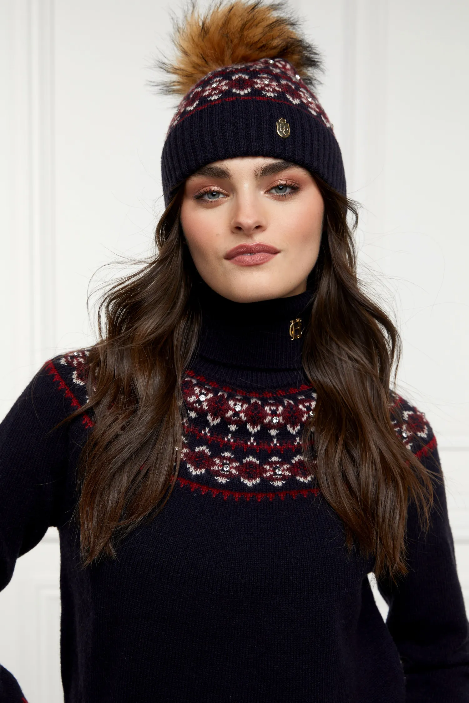 Fashion Jennifer Fairisle Bobble Hat (Ink Navy) Women Hats & Headbands|Hats & Headbands
