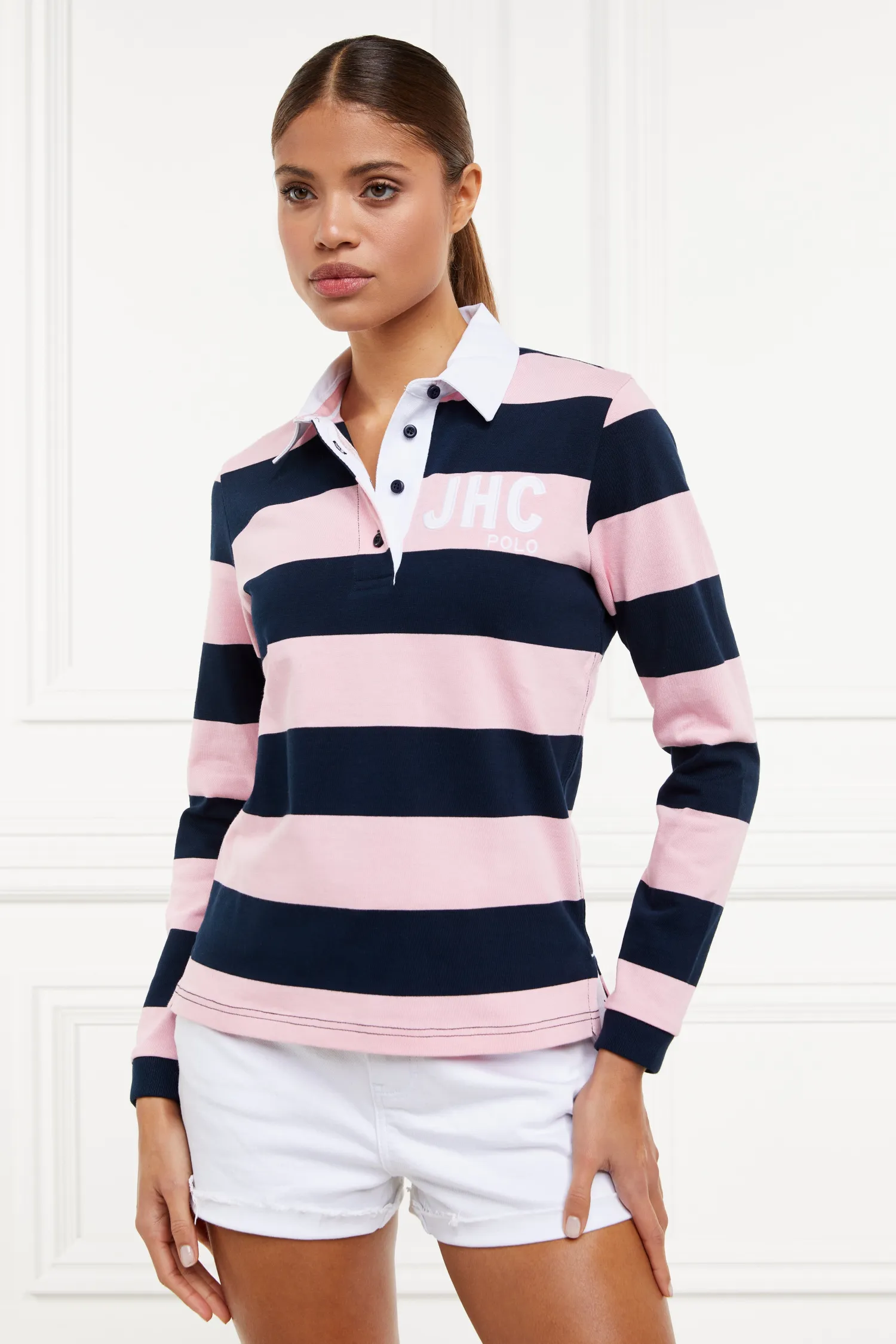 Clearance JHC Sweatshirt (Ink Navy Pale Pink) Women Polo Shirts & Tees|Polo Shirts