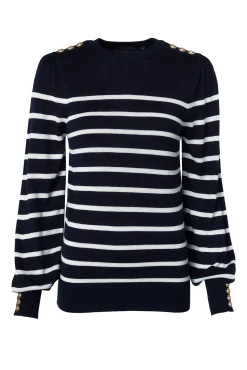 Discount Kelsie Crew Neck Knit (Ink Navy Stripe) Women Knitwear