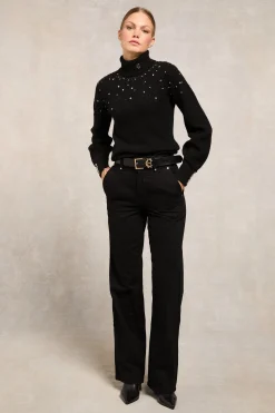 New Kelsie Rib Embellished Roll Neck Women Knitwear