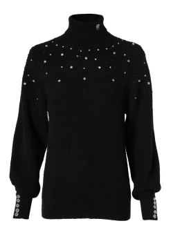 New Kelsie Rib Embellished Roll Neck Women Knitwear