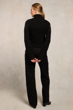 New Kelsie Rib Embellished Roll Neck Women Knitwear
