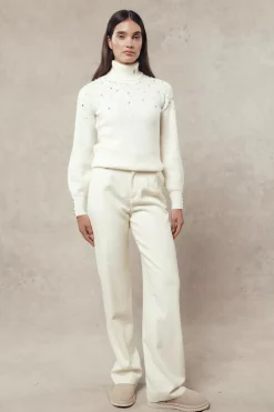 Clearance Kelsie Rib Embellished Roll Neck Women Knitwear