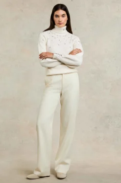Clearance Kelsie Rib Embellished Roll Neck Women Knitwear